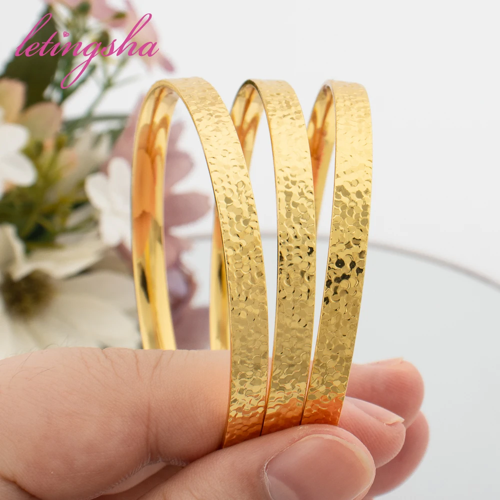 Luxury Gold Color 60mm Closed Bracelet for Girls Jewelry Newest Statement Bangles Ethiopia Africa Bracelet Daily Wear Party Gift