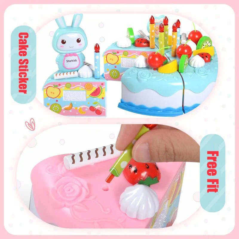 Enfants jouet Simulation bricolage gâteau d'anniversaire modèle cuisine semblant jouer maison coupe fruits nourriture jouet pour enfant en bas âge enfants cadeau garçon fille