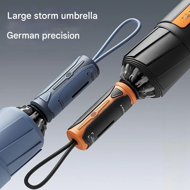 Fully Automatic Umbrella Men's Extra Large Thickened Reinforced Windproof Heavy Rain Special Car Reverse Folding Umbrella - view 5