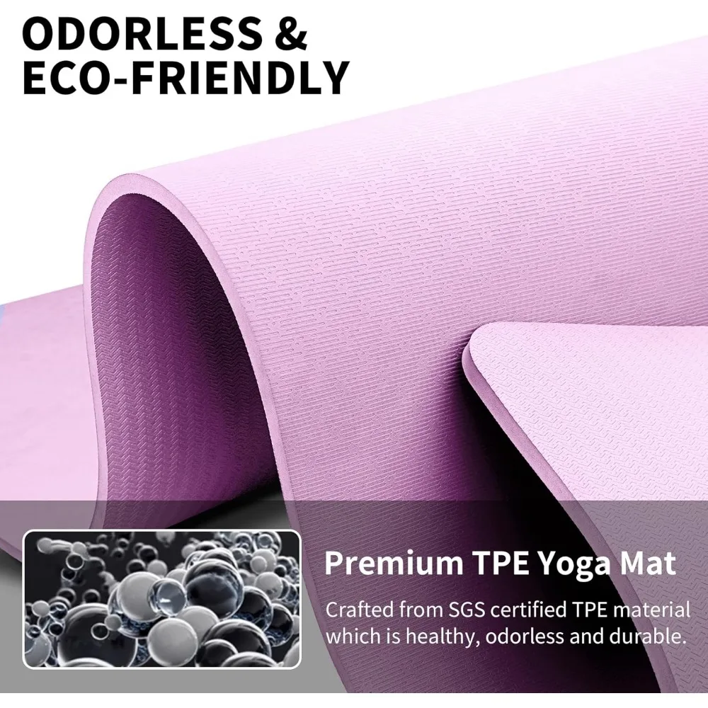 سجادة يوجا TPE طويلة جدًا 79 × 40 سميكة غير قابلة للانزلاق لصالة الألعاب الرياضية المنزلية واليوجا والبيلاتس وتدريبات اللياقة البدنية