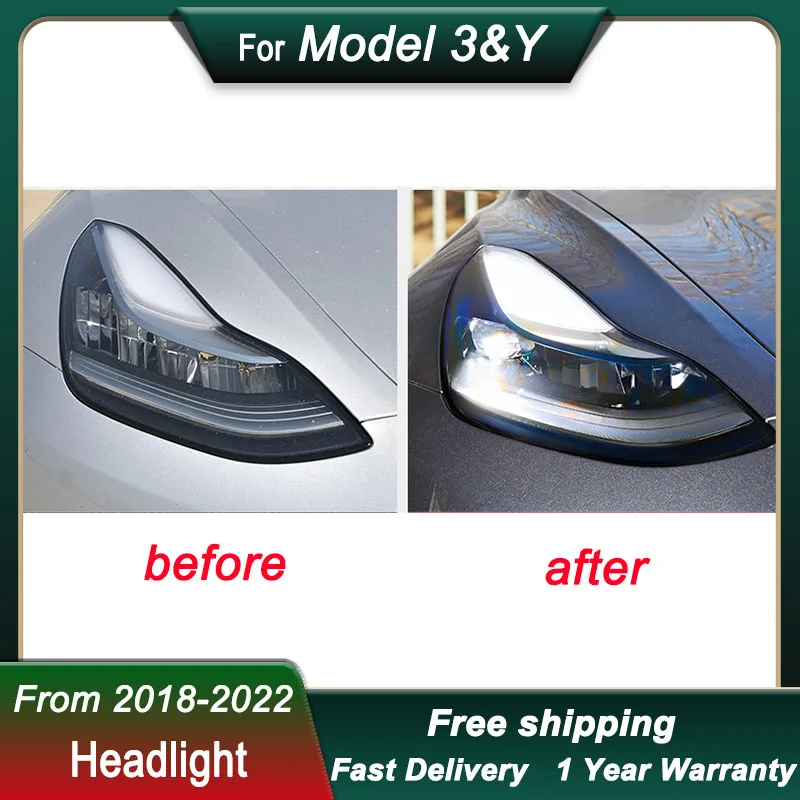 Car Headlight For Tesla Model3 ModelY 2018-2022 LED Head Lamp Upgrade DRL Dynamic Signal Lamp Head Lamp Front light Assembly