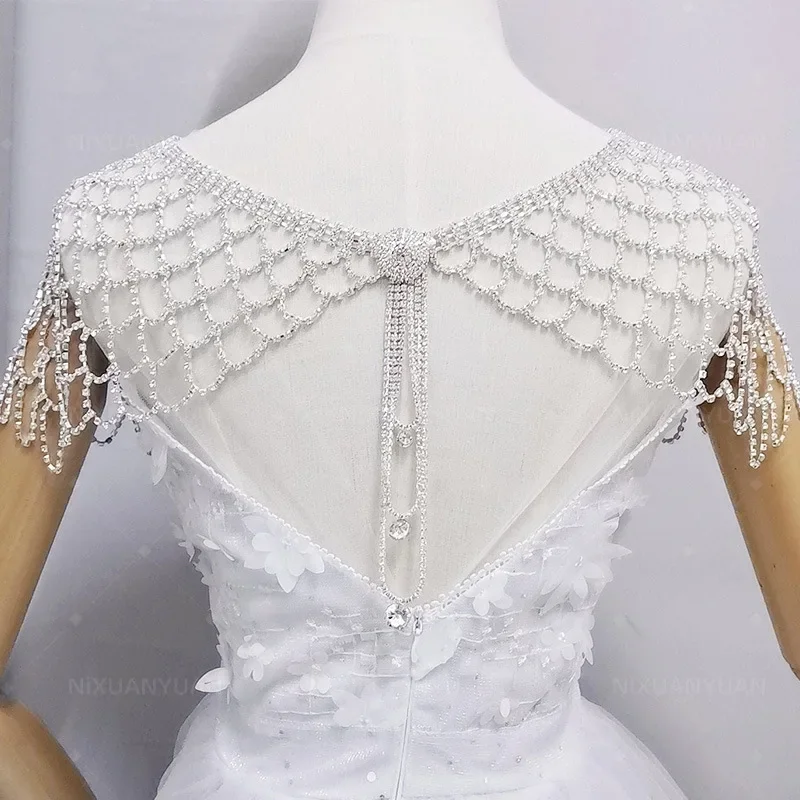 Wedding Accessories See-through Bolero Cover Shoulders Stoles for Party Dresses Bridal Coat with Rhinestones Shrugs for Women