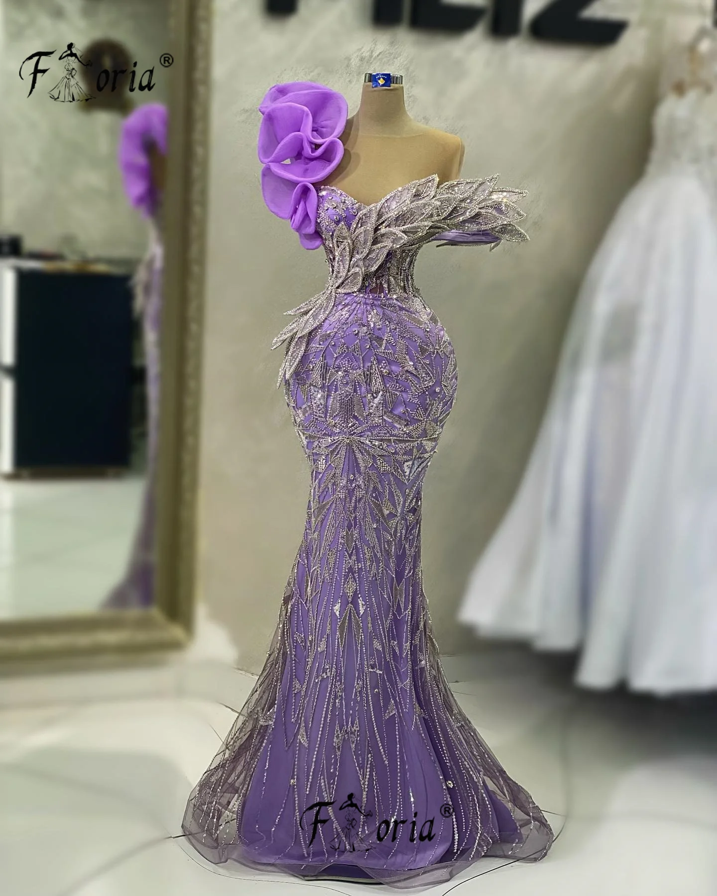 Eleganckie koraliki dubajskie syrenka formalne suknie wieczorowe kryształowe aplikacje 3D arabska sukienka na studniówkę suknie na przyjęcia weselne Robe De Soiree