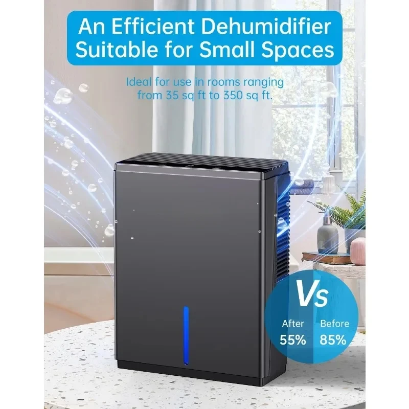 Dehumidifier Small for Bedroom, Bathroom, RV, Closet, Double Semiconductor Silent with Drain Hose Automatic Shutoff