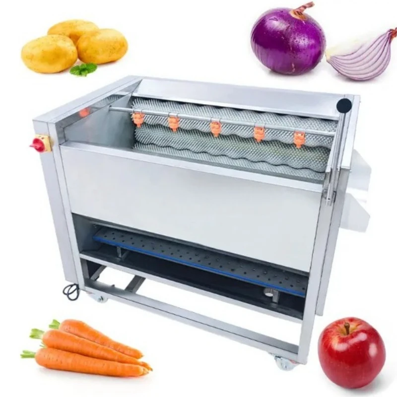 Electric automatic potato ginger lobster cucumber roller brush peeling machine