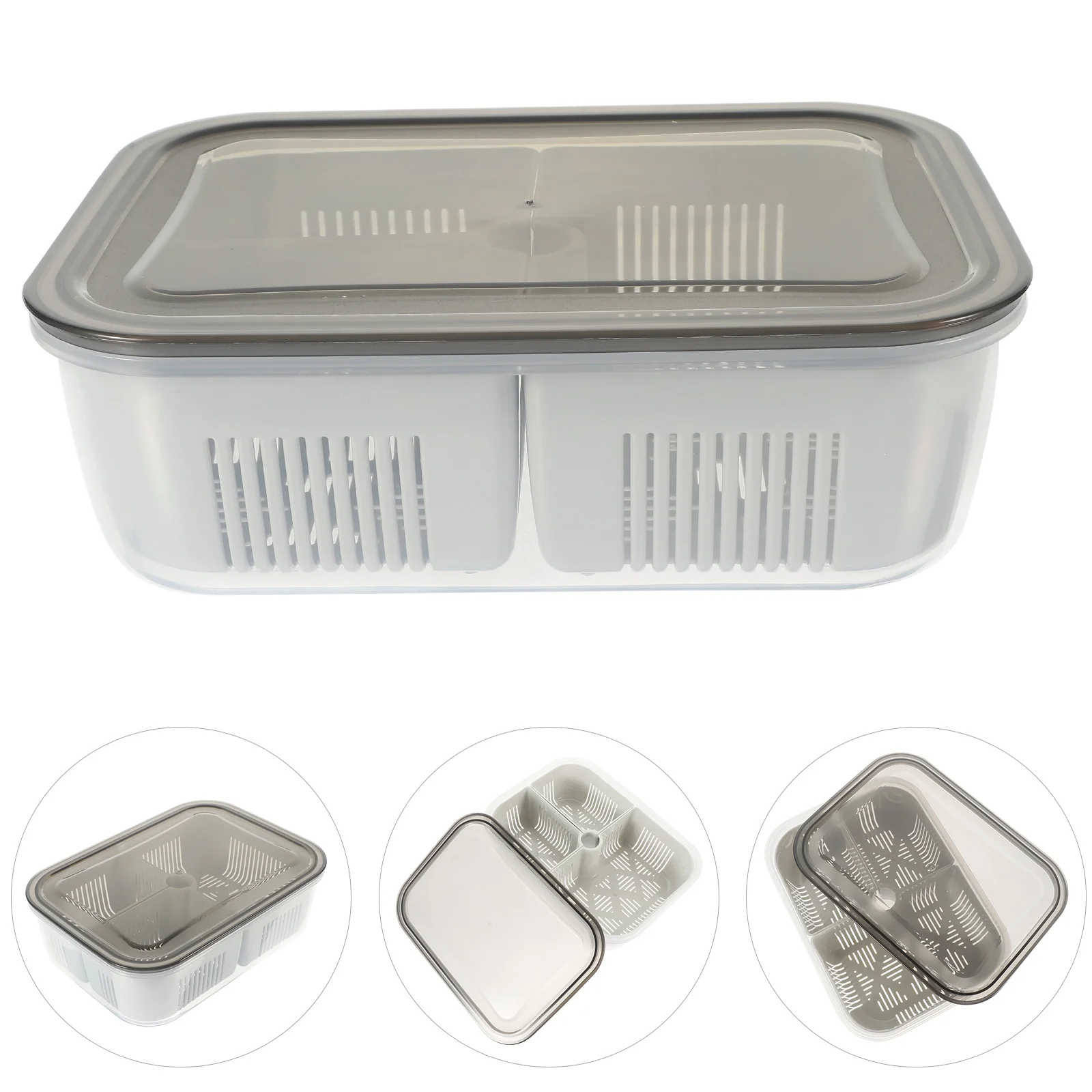 

Multi Functional Fresh Keeping Boxes 3 Compartments Kitchen Refrigerator Storage Containers Food Preservation Cases Vegetable
