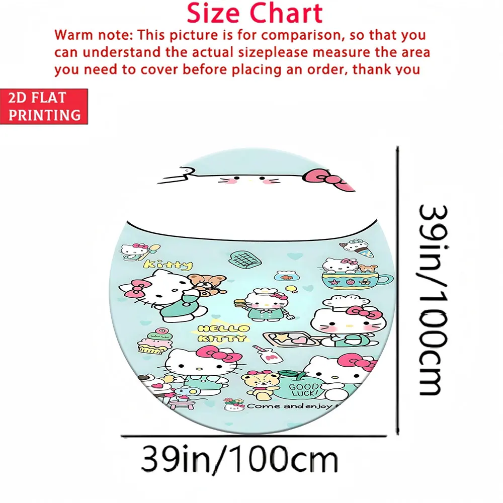 

Мягкий круглый напольный коврик Hello Kitty для детской комнаты, 39-дюймовый нескользящий круглый коврик с милым принтом медведя-повара