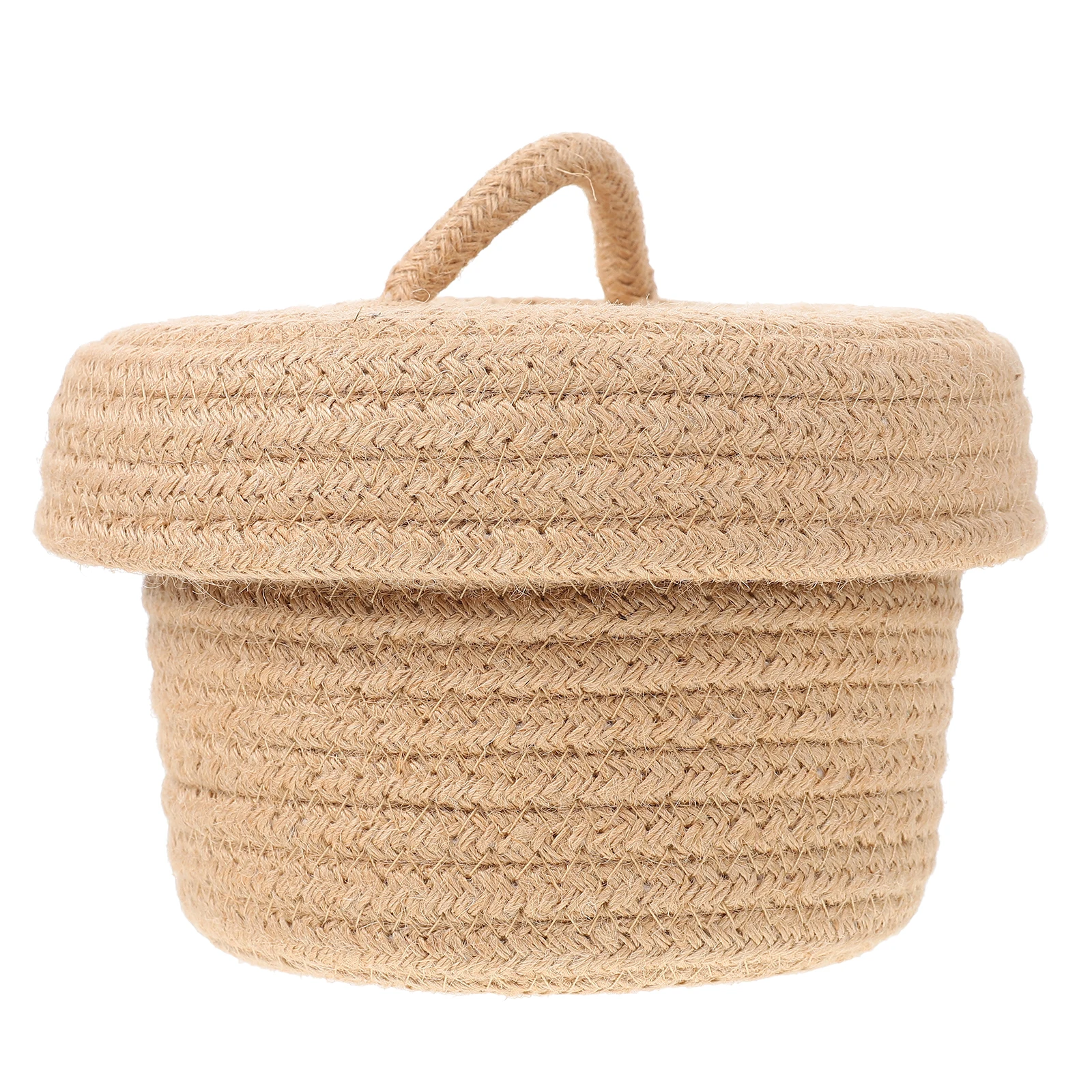 

Chic Cotton Rope Woven Storage Basket With Lid Pastoral Style Organizer Bedroom Desktop Makeup Cosmetics Snacks Decorative