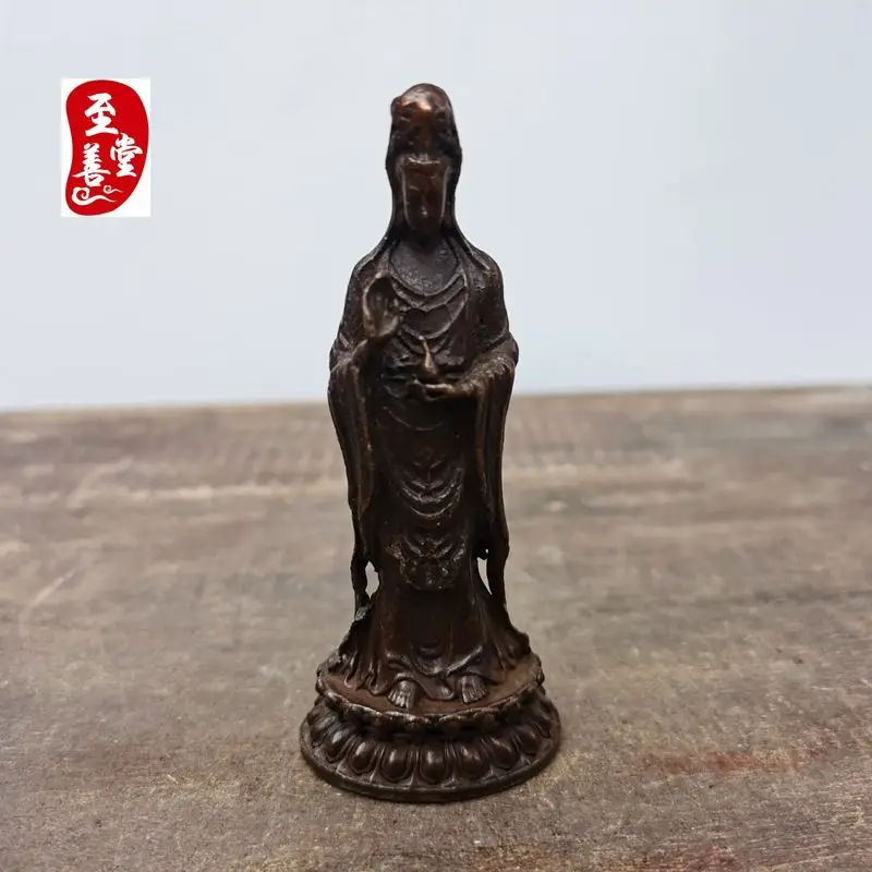 Retro Standing in south china sea guanyin goddess Ornament Decoration Tea Pet Figurines Desk Decor Accessories