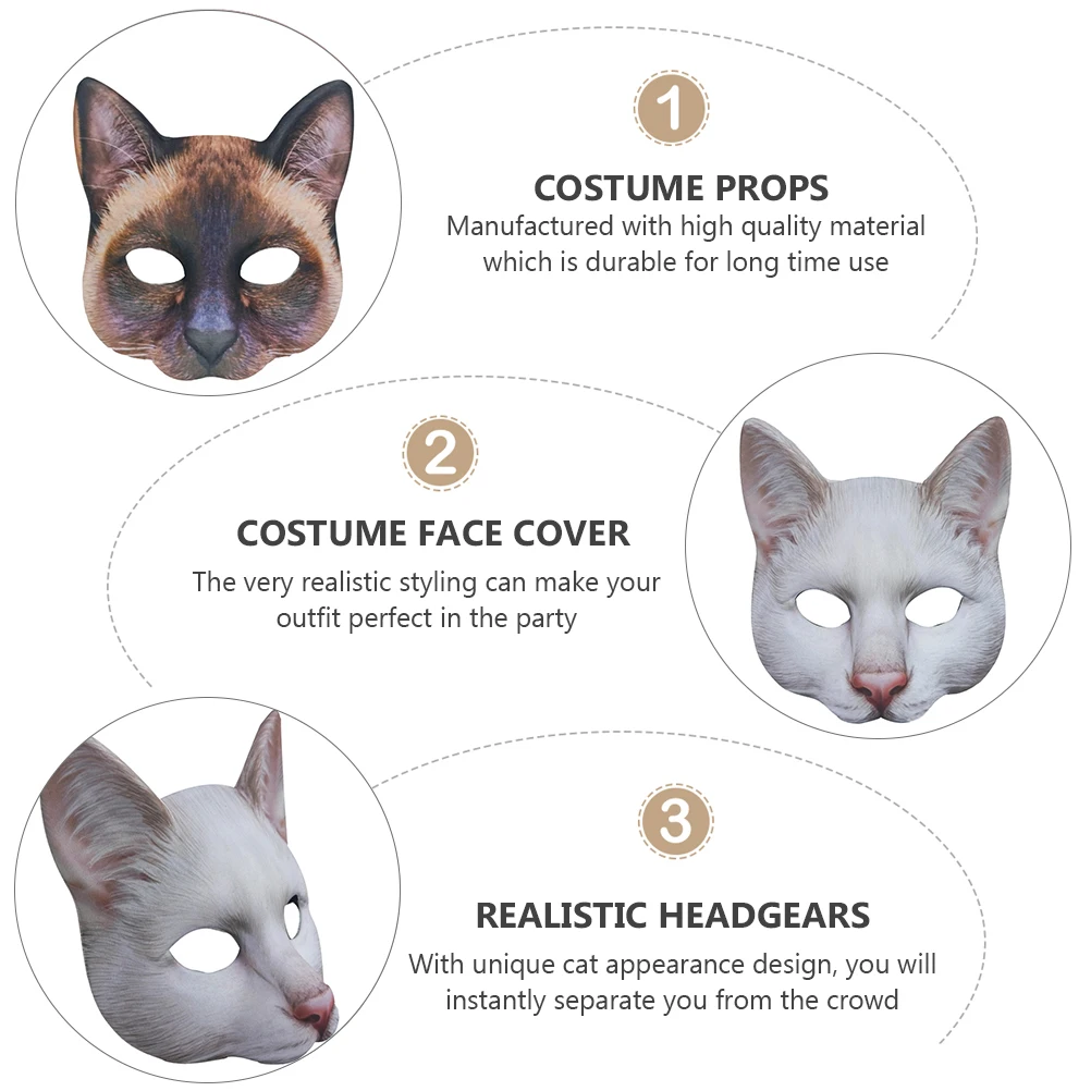

2 Pcs Cat Mask Scary Masks Cosplay Party Nutcracker Half Face Covers Eva Costume Supplies Lightweight
