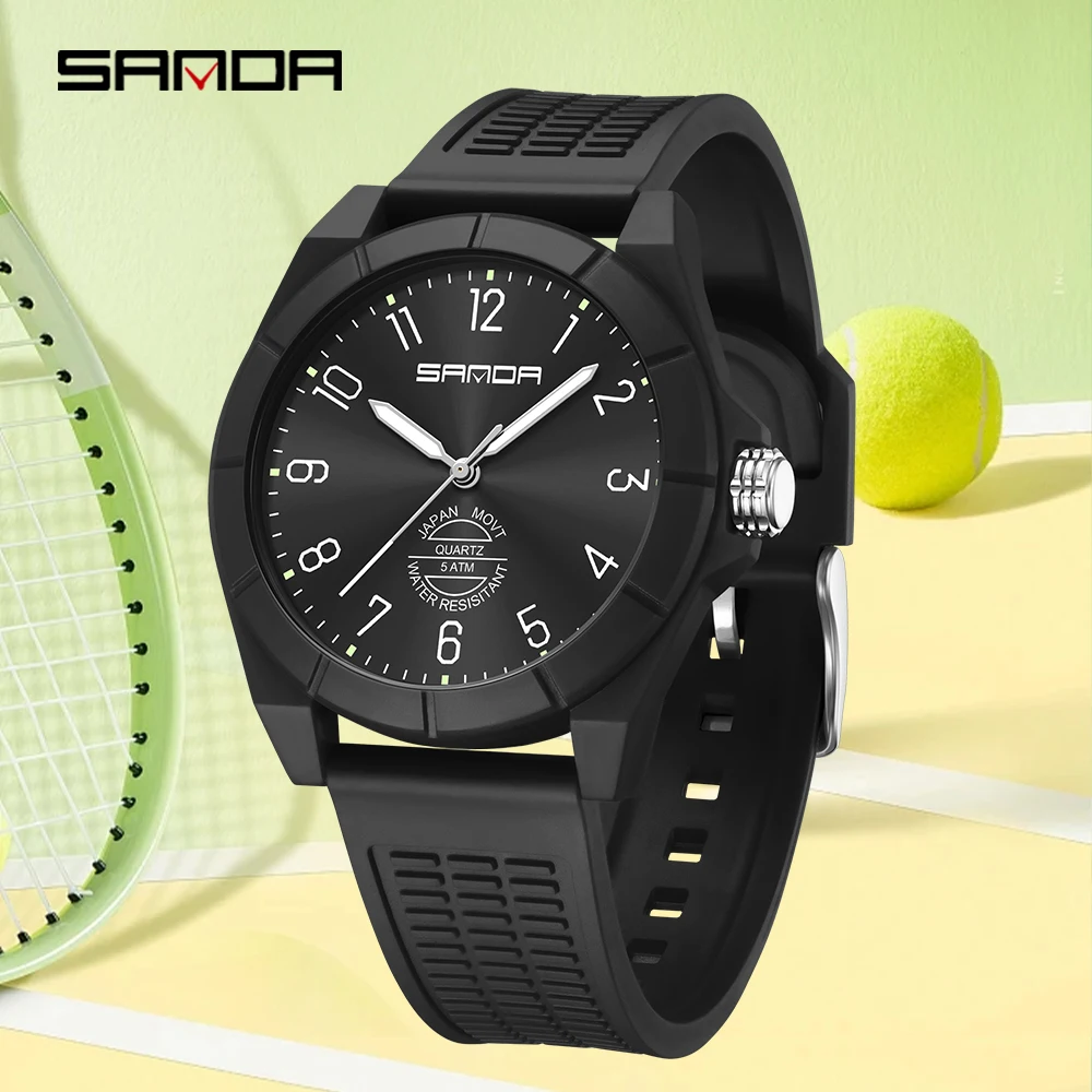Fashion SANDA 6212 Men's Electronic Watch Silicone Strap Multi functional Sports Waterproof Student Quartz Watch