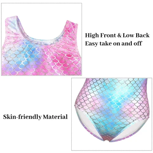 Imagen 2 del producto Leotardos de gimnasia para niñas, leotardo de gimnasia atlética brillante, trajes de caída, Ropa de baile para niños con pantalones cortos a juego, diadema