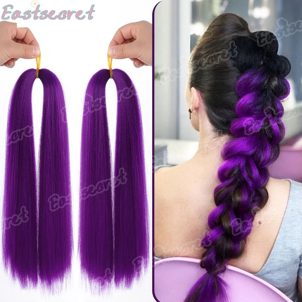 EAST Synthetic Purple Braiding Hair Extensions Hairpiece Synthetic Pre Stretched Braids for Kids Christmas&Festival Party Use