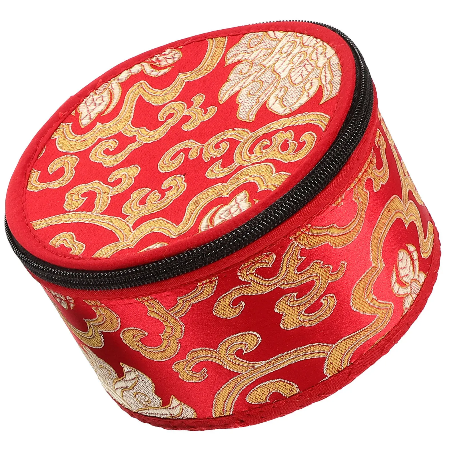 1Pcs Meditation Singing Bowl Bag Handcrafted Auspicious Cloud Stitching Luxury Finish Zippered Closure for Tibetan Bowl Storage