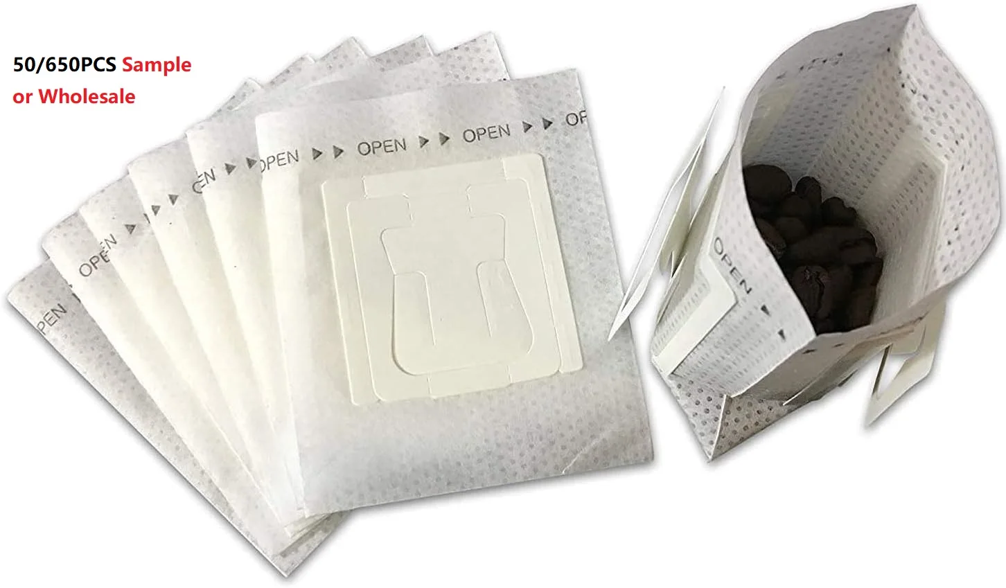 50/650PCS Disposable Drip Coffee Bags with Box Strainer Ear Hanging Paper Filters Compatible with Mugs And Cups for Coffee Maker