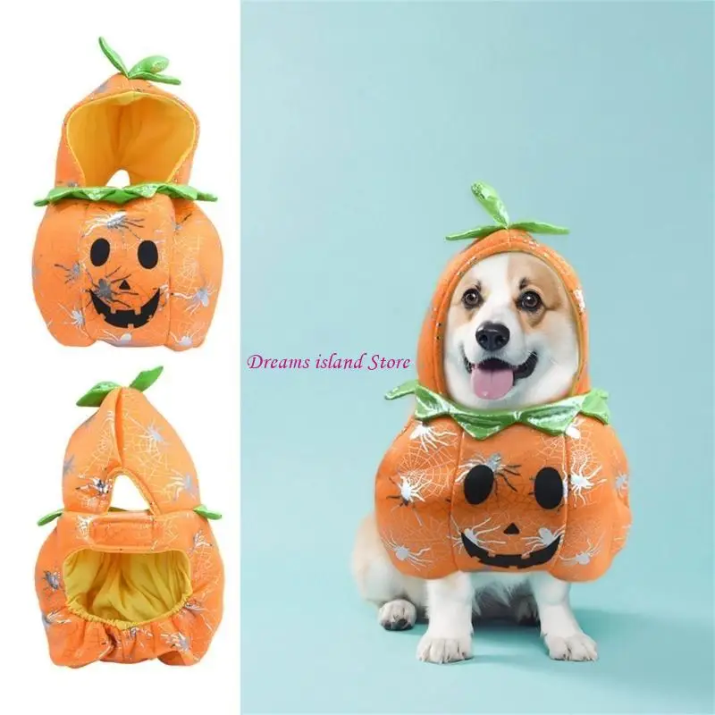Ropa perros Halloween con lindas con capucha forma calabaza carnavales disfraz hx6c