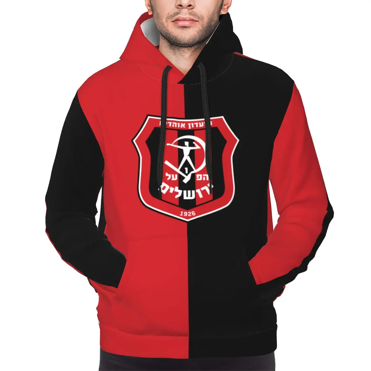 Hapoel Jerusalem FC Men's Pullover Hoodie Casual Hooded Sweatshirt Best Hoodies Sportswear Tracksuit with Pocket