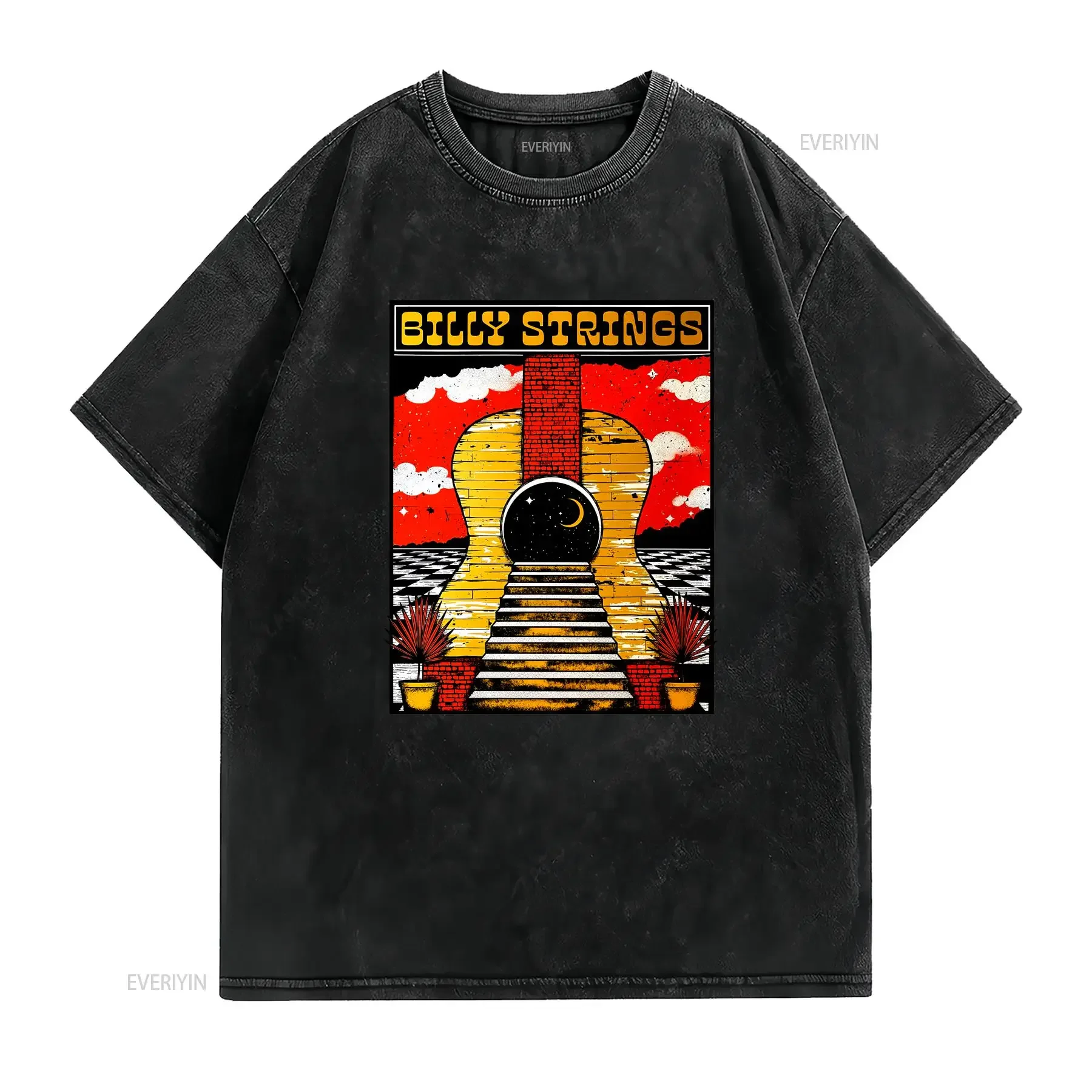Billy Strings Tour Logo Heavy Cotton T Shirt vintage Washed graphic Top For Everyday Wear streetwear Breathable homme Casual