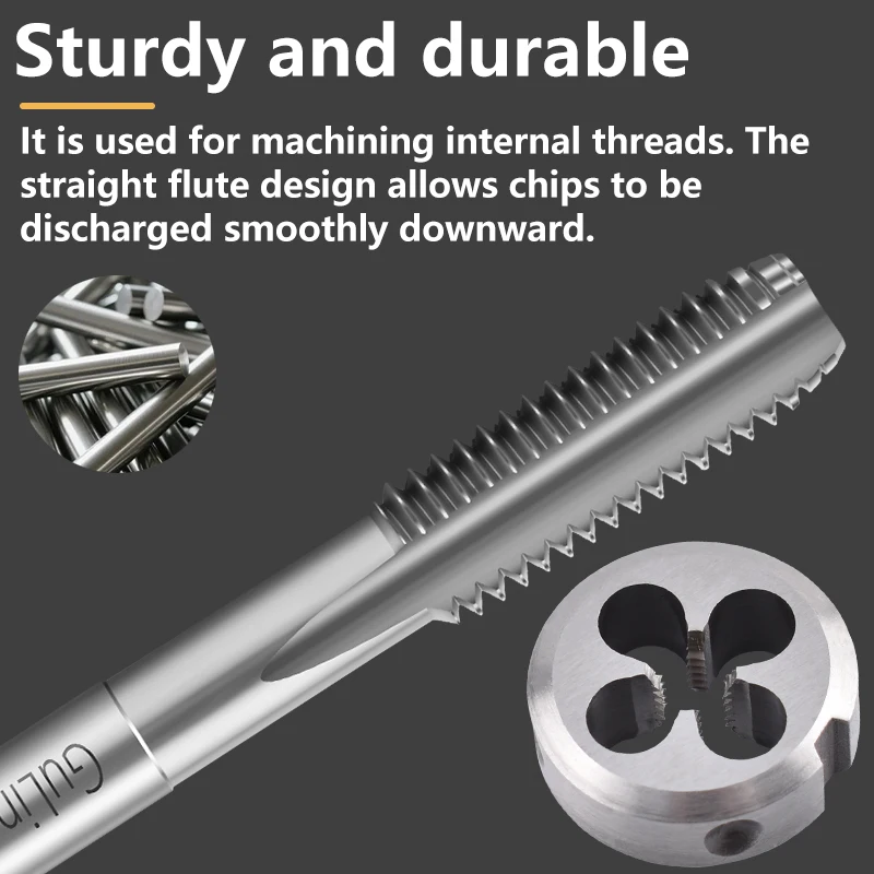 GULING 1SET6542 LeftHand American Screw Hand Tap and Die Set Fine ThreadDieUNC/UNF/UNS1/4 5/16 3/8 7/16 1/2 9/16 5/8 3/4 7/8 1''
