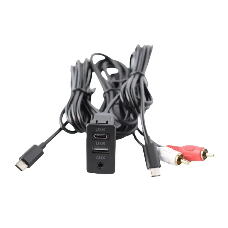 Car Android Navigation Machine AUX Panel TYPE-C+RCA Input Double USB+AUX Interface Panel Extension Cable Adapter Panel-N30R