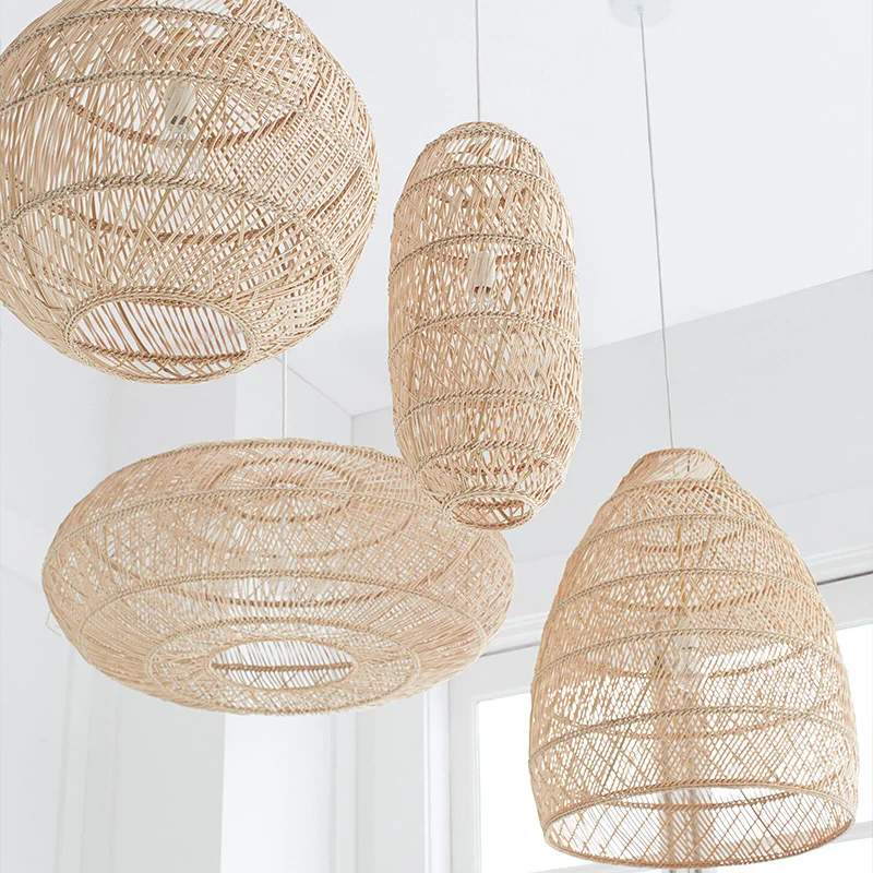 

Japanese Rattan Lamp Pendant Lights Chinese Hand Woven Bamboo Hanging Light Fixture Living Room Restaurant Bedroom Light Fixture