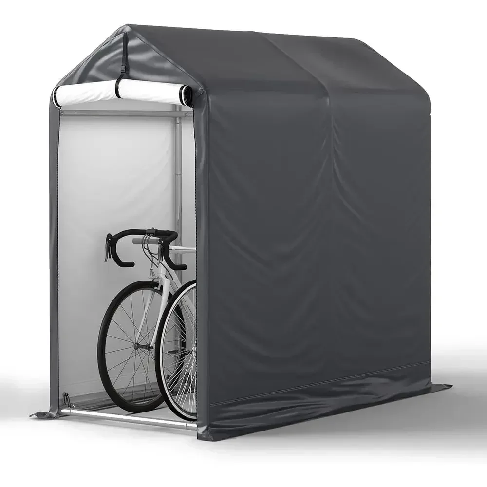 Durable Waterproof Portable Outdoor Storage Shed with Roll-up Door for Motorcycles, Bikes, and Tools in Gray