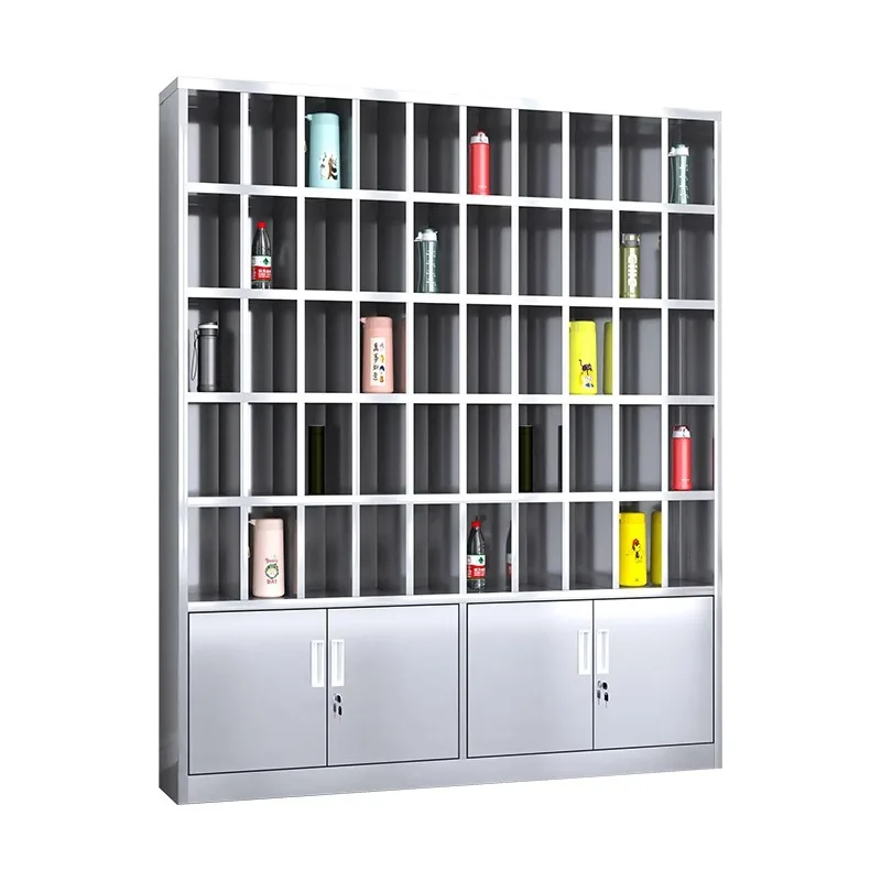 

Stainless steel water cup cabinet Employee multi-grid cabinet placement cabinet Factory workshop Teacup shelf Pantry
