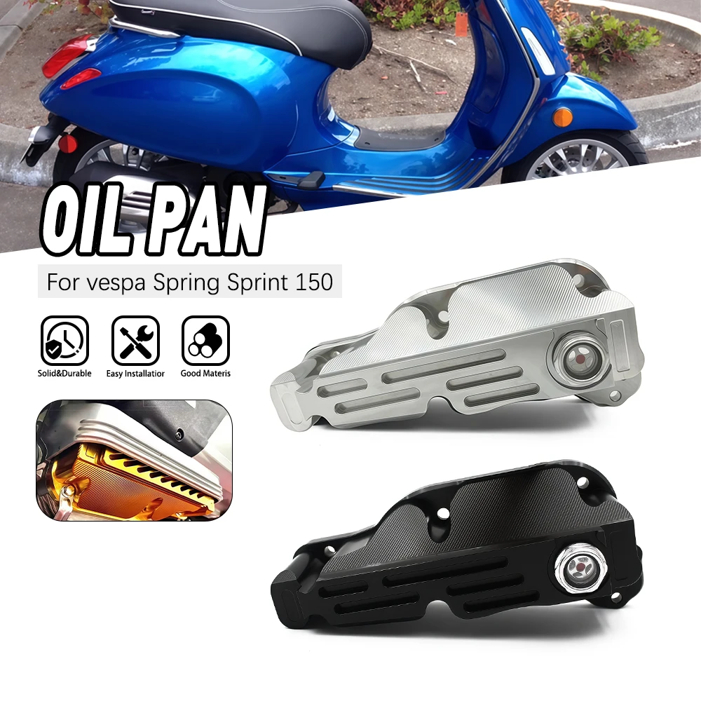 

For Vespa Sprint 150 Primavera 150 Engine Oil Bottom Pot Sump Aluminum Repair Part Black Silver Motorcycle Accessories