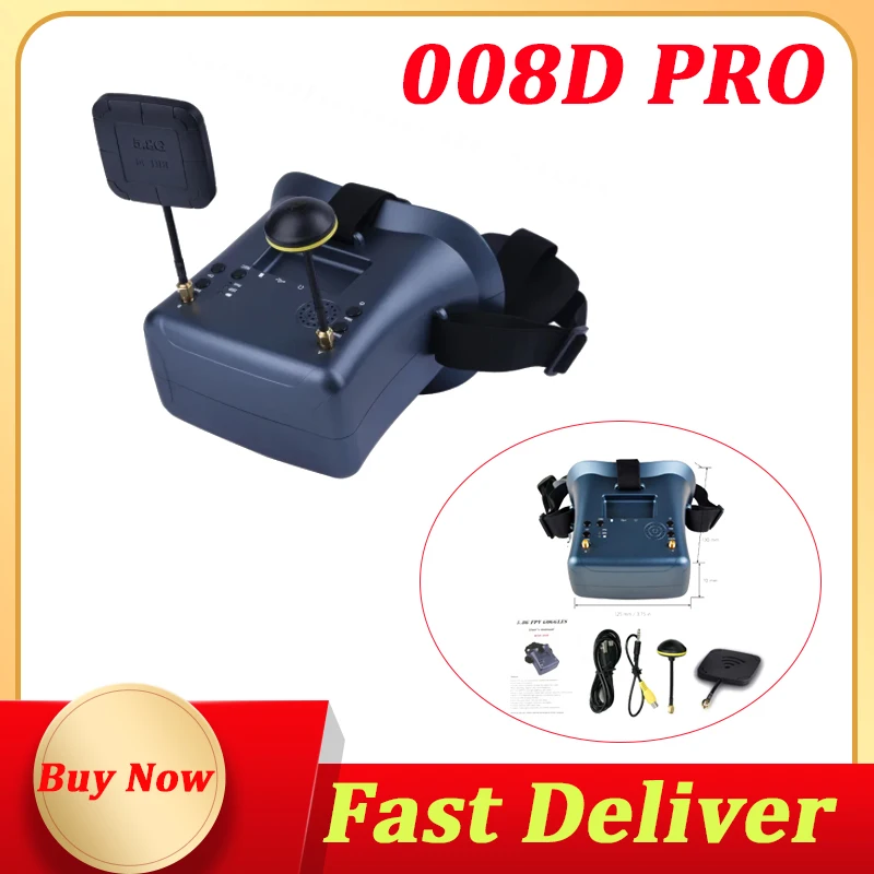 

008D PRO FPV Goggle 5,8 GHz 40ch приемник с DVR 3,7 V/2000mAh батарея 4,3 inch HD LCD 16:9 для гоночного дрона Micro BWhoop Drone