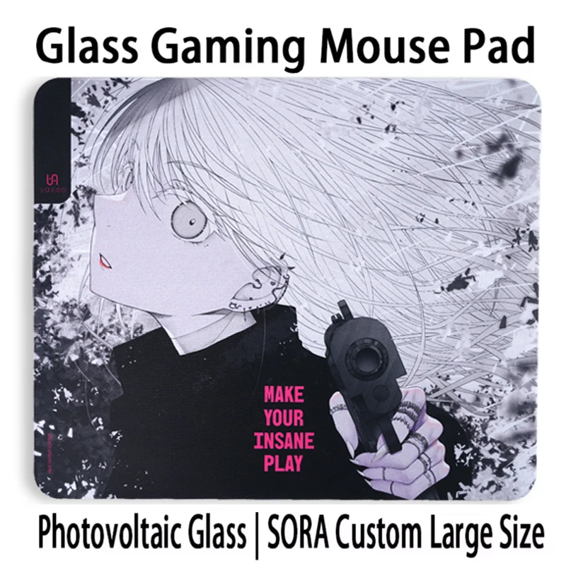 V-VAXEE PA INSANE Glass Mouse Pad Professional Gaming Esports FPS Desktop Glass Pad Extra Large 450X400MM Hard Glass Mousepad