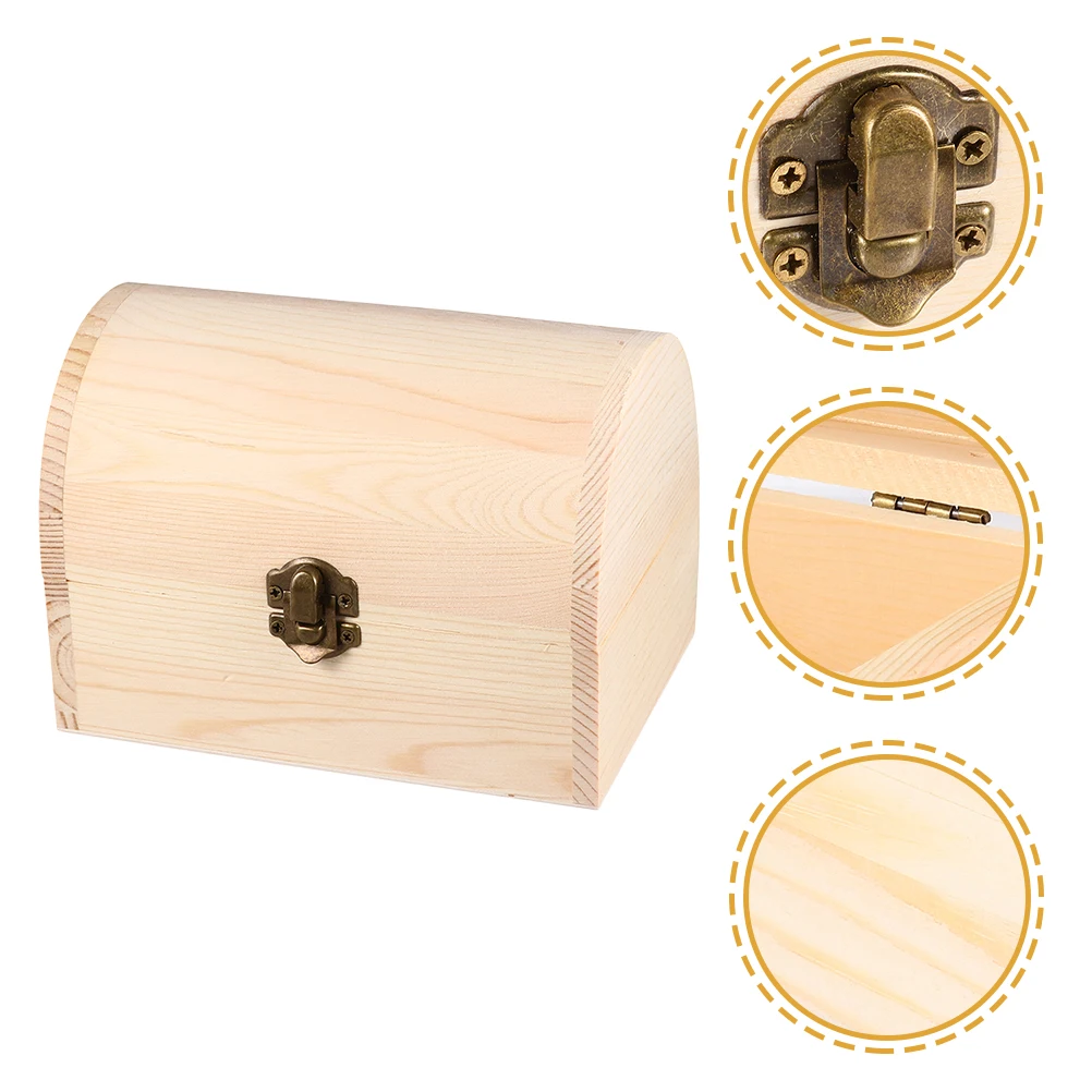 

3 Pcs Wooden Box Storage Unfinished Decorative Boxes Jewelry Treasure Case with Cover Customizable Crafts Chest Treasures