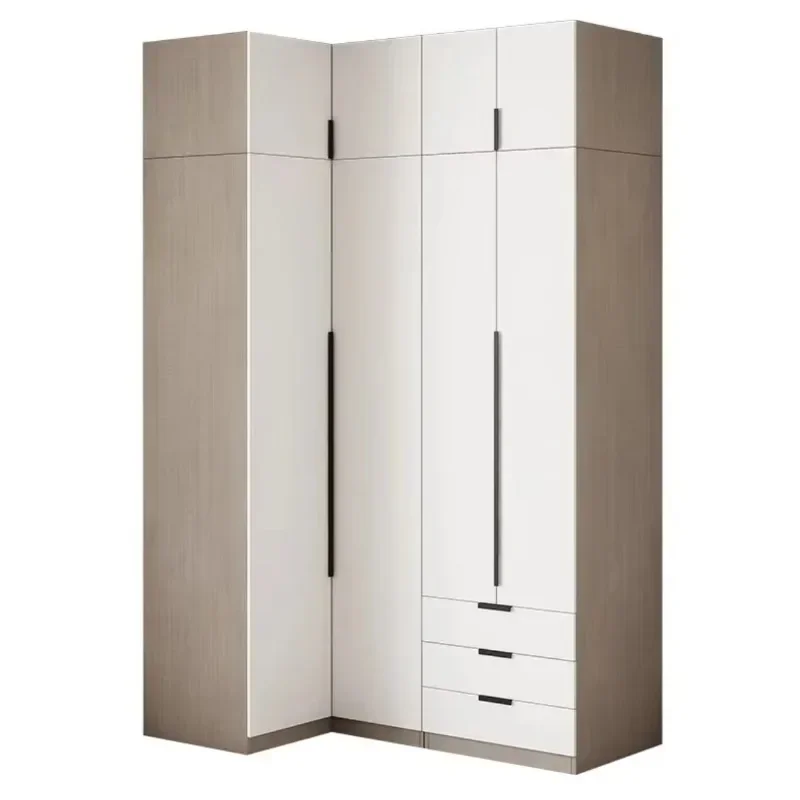 L-shaped corner wardrobe Home bedroom Small apartment Modern minimalist combination wardrobe with desk