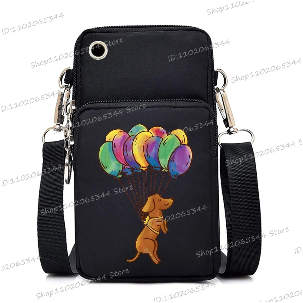 Casual Cartoon Dachshund Small Crossbody Bags Women Anime Animal Messenger Shoulder Bag Cute Dachshund Cell Phone Handbags Purse