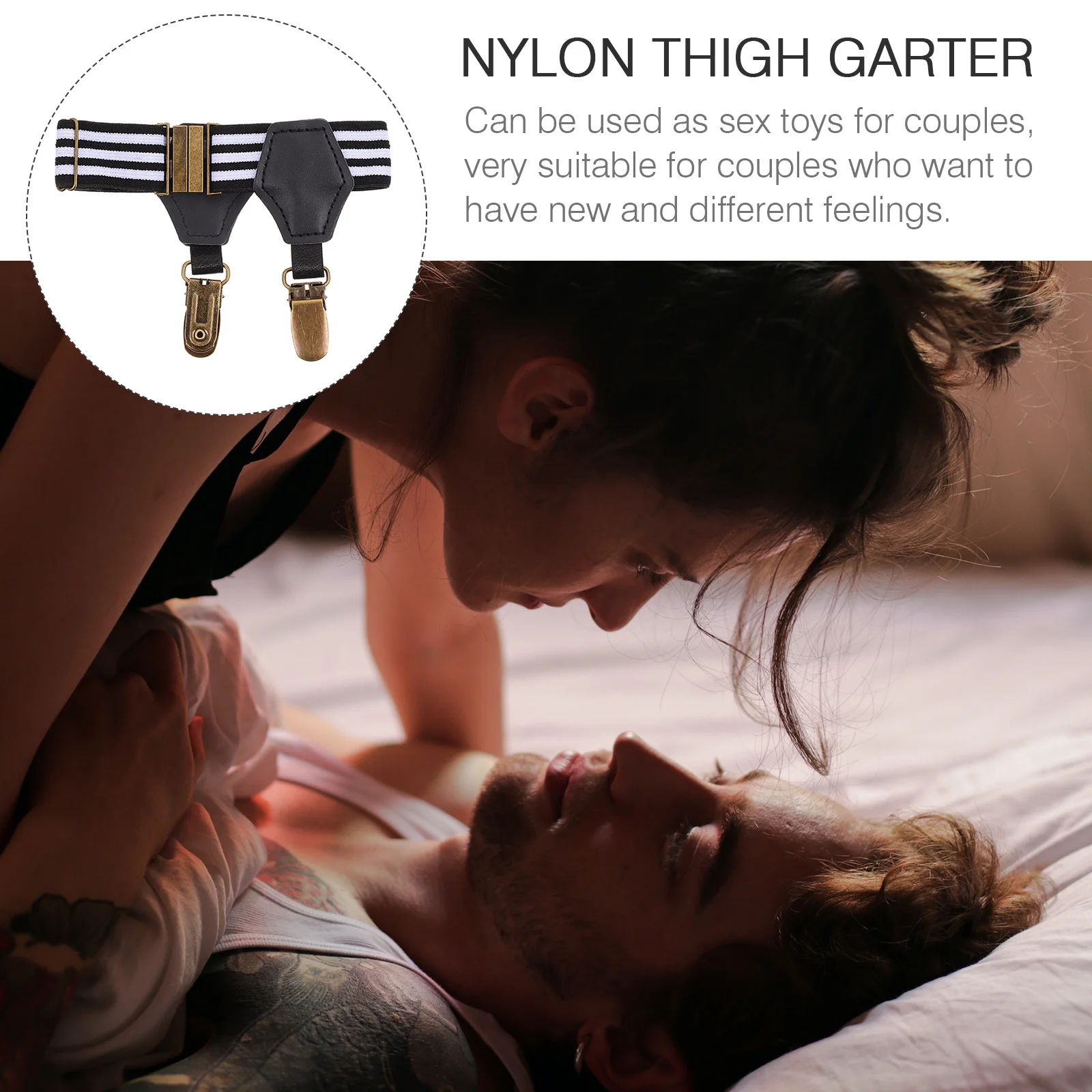 

1Pair Charming Leg Garters Adjustable Size Nylon Thigh Garters for Women Black White Stylish Dress Accessories