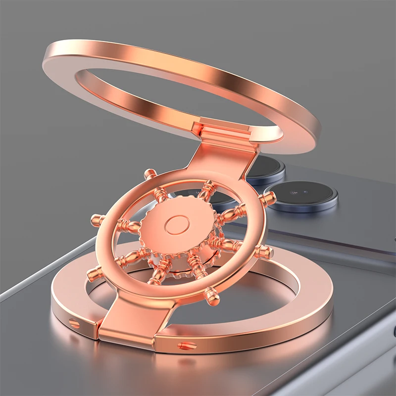 Dual-Sided Magnetic Fidget Spinner Phone Ring Stand Compatible with MagSafe, Double-Axis Triple Foldable Adjustable Angle & Heig