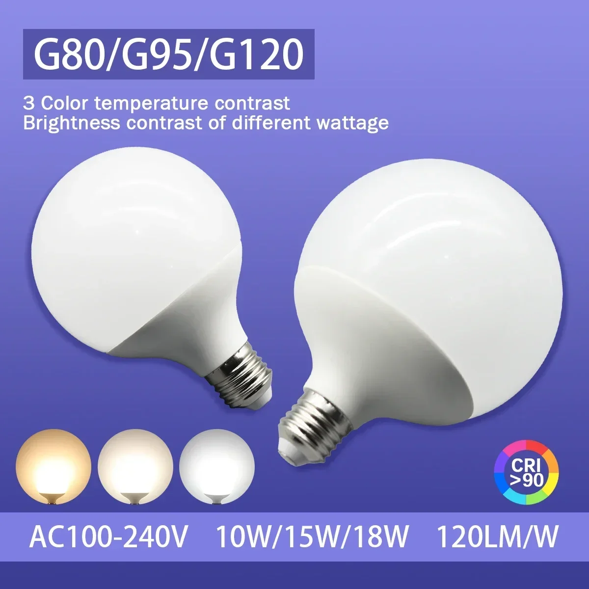 

2-6PCS High Light LED Bulbs E27 AC 220V 110V SMD2835 G80 G95 10W 15W 18W LED Lamp Energy Saving 4000K Cold Warm White Led Light