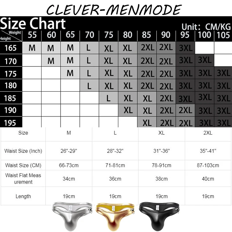 CLEVER-MENMODE Hommes Sexy Doux Sans Couture Pénis Sac Culotte PU artificiel astique String Anneau En Métal Sous-Vêtements Décoratifs Hommes G-string Mankini