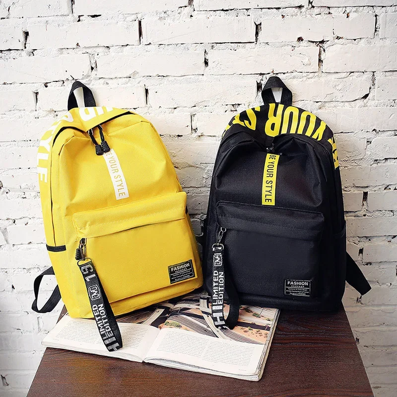 Fashion Nylon Backpack Preppy Style Students School Casual Solid Color Large Handbags Schoolbag Bookbag Teenager Travel