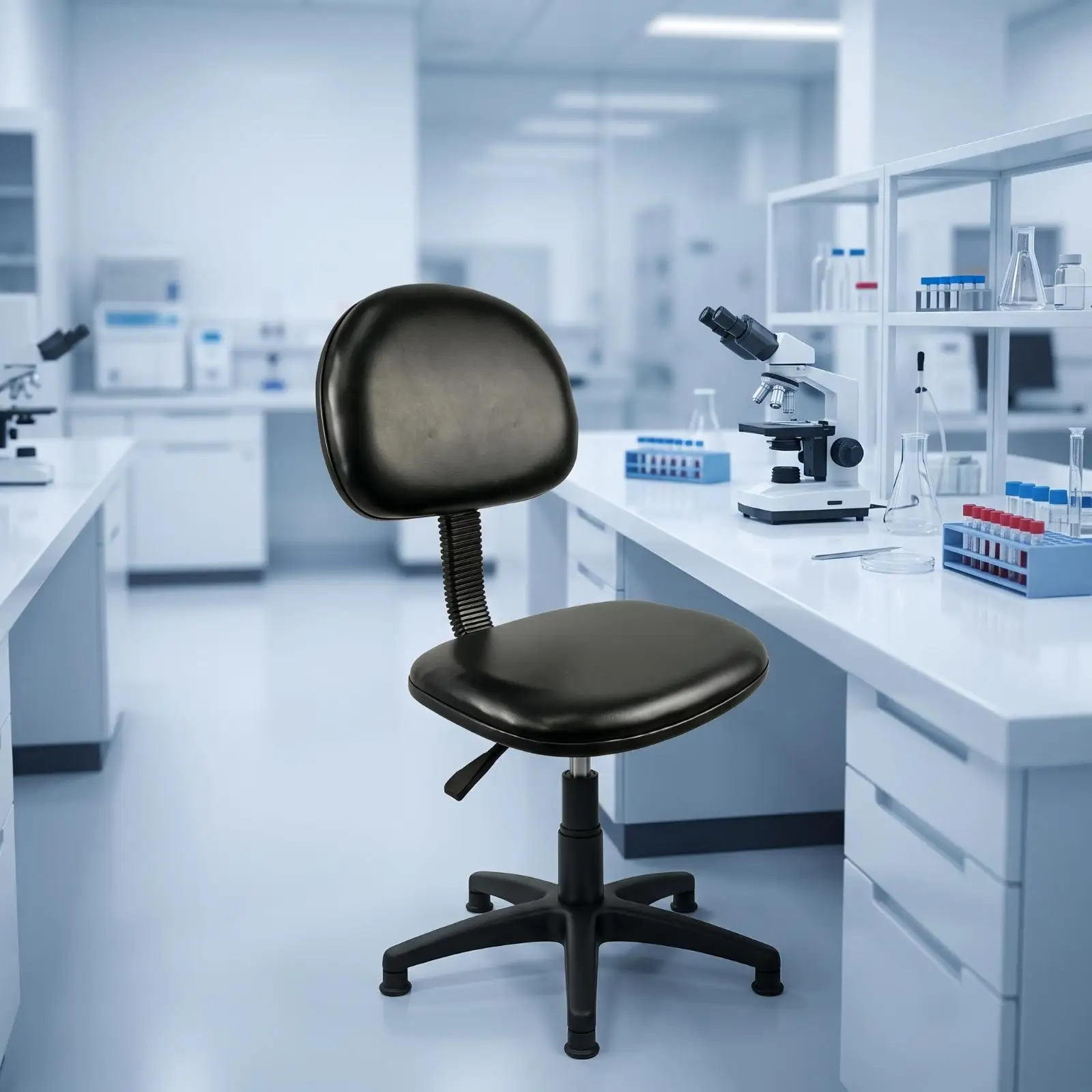 Pu Foam Chair Anti-Static Laboratory Stool with Backrest Ergonomic