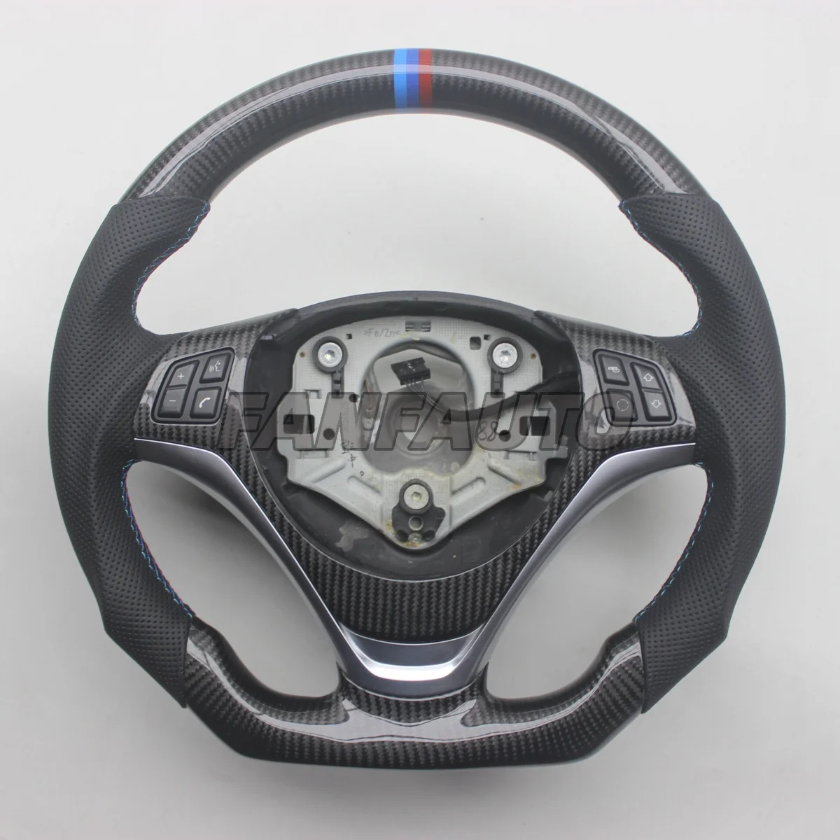 Custom Replacement with Perforated Leather Flat Bottom Real Carbon Fiber Steering Wheel for BMW X1 E84 2009-2015