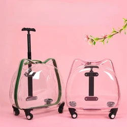 Pet Trolley Case Dog Travel Transport Bag Transparent Wide View Handbag Outing Portable Fashion Backpack Cat Carriers Bubble Box