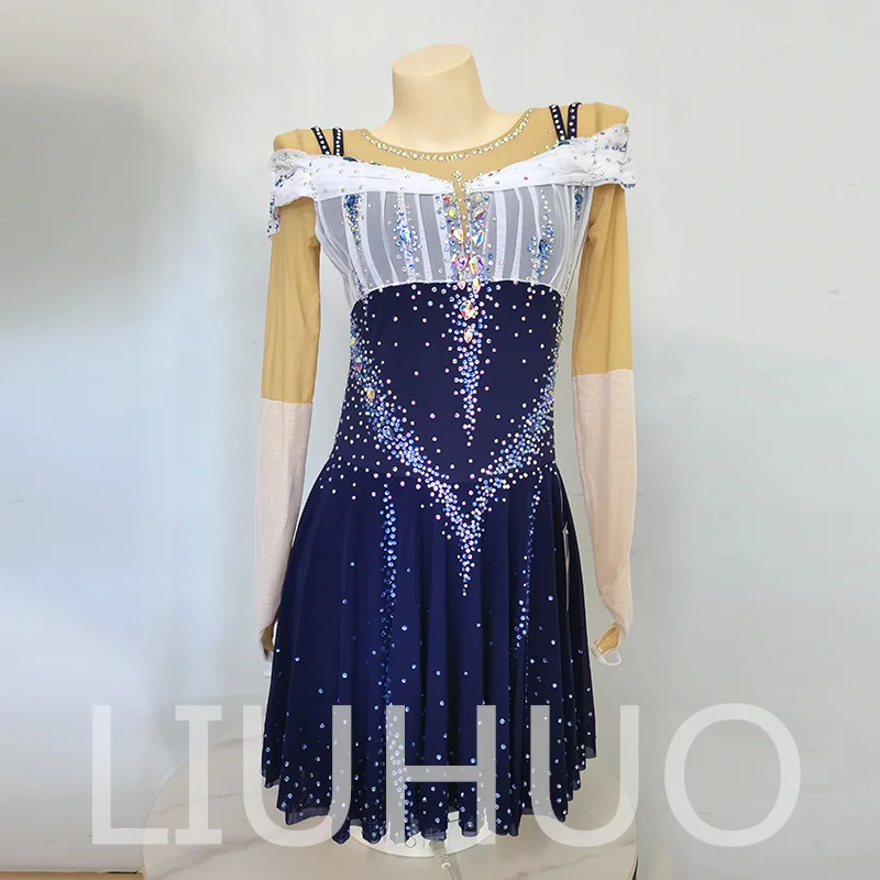 LIUHUO Ice Figure Skating Dress Girls Women Teens Stretchy Spandex Competition Wholesale