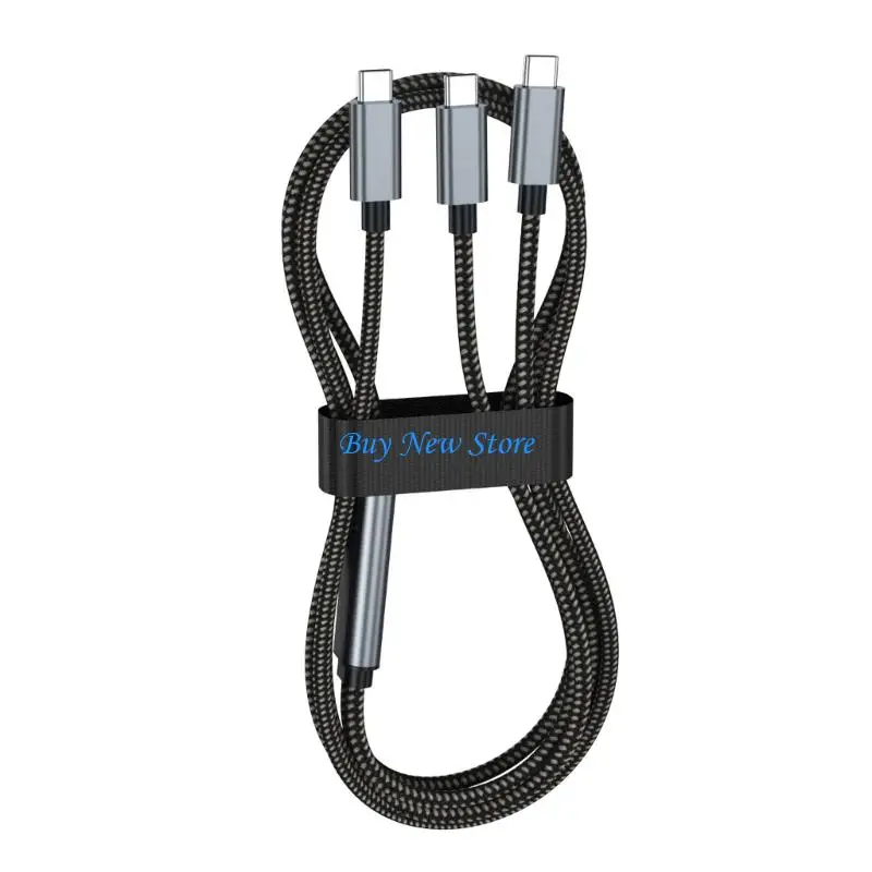 

20CE 100W USB C to Double Type C Charging Cable Fast 2 in 1 Cord with Nylons Braids for Laptops Tablets Smartphones