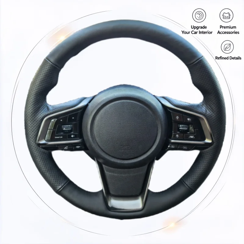 Microfiber Leather Car Steering Wheel Cover For Subaru Forester Ascent Crosstrek 2018-2019 Handle Cover Car Interior Accessories