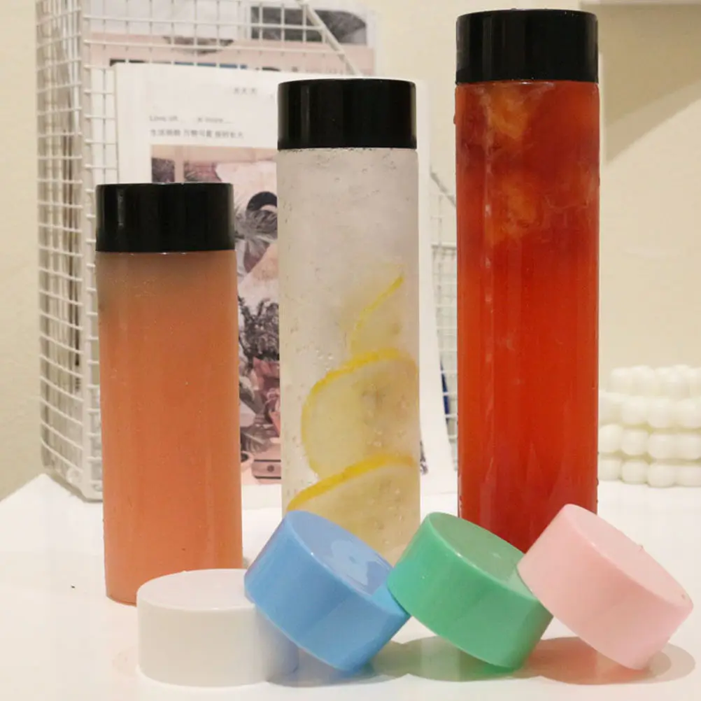 

10Pcs Clear Plastic Water Bottles Round Empty Plastic Juice Bottles Black Lids Leak Proof for Restaurants Cafes Homes