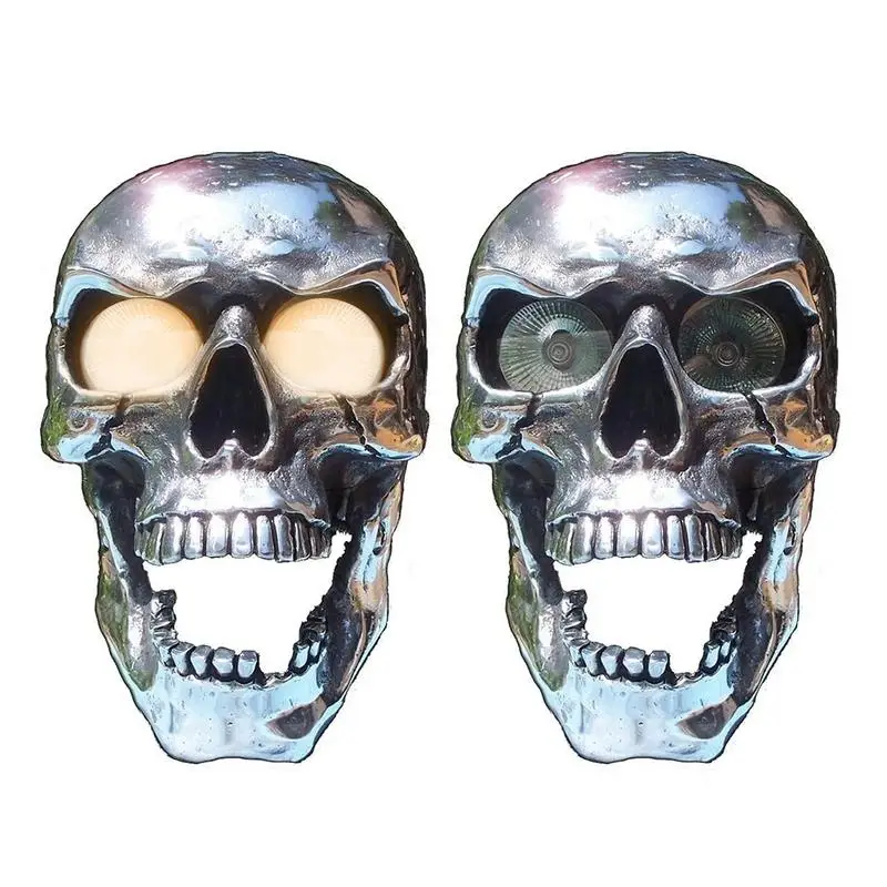 Hot Skull Headlight At The Real Headlight Motorcycle Skull Front Head Light Retro Resin Skull Headlight Motorcycle Decoration