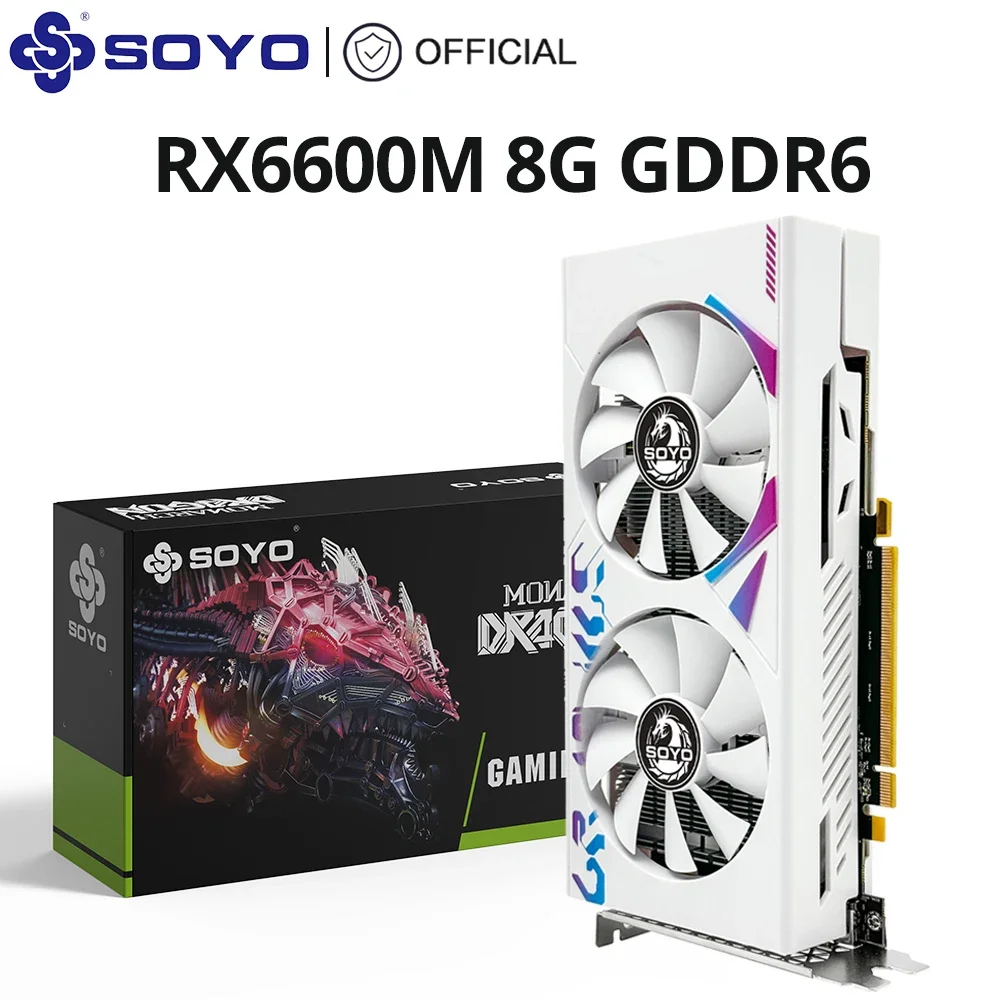 Оригинальная видеокарта SOYO RX6600M 8G GDDR6, HDMI-совместимый, DP PCIE 4.0, подходит для настольных игровых компьютеров