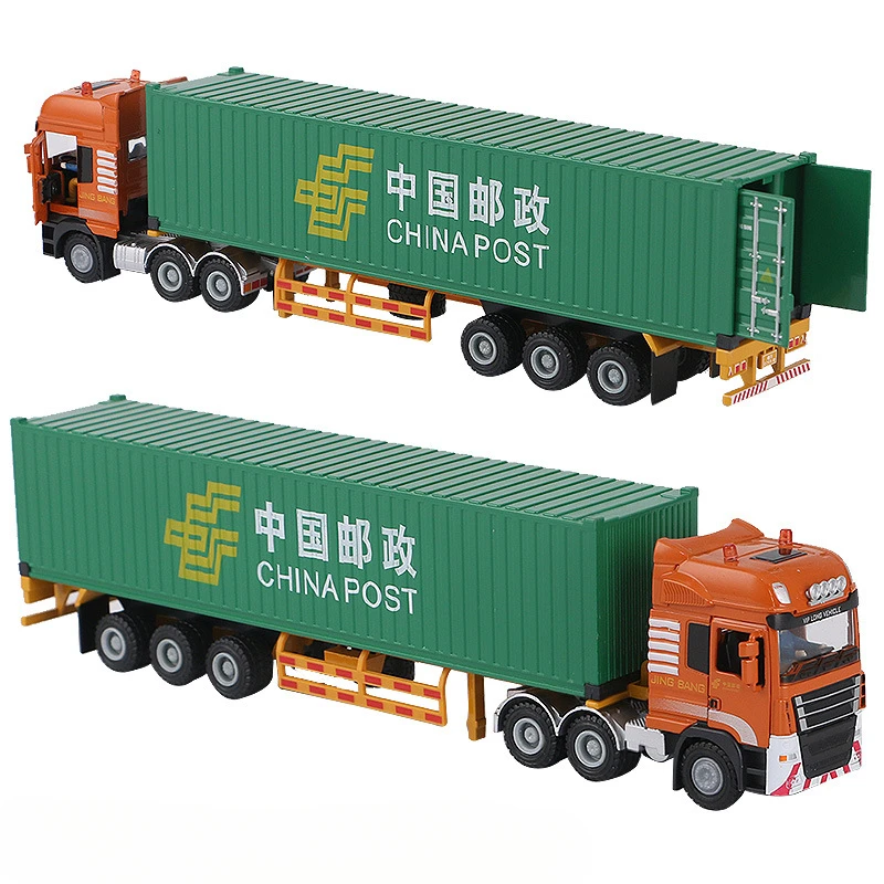 Alloy Container Truck Large Truck Express Transport Vehicle Large Engineering Vehicle1:50 Collection Model