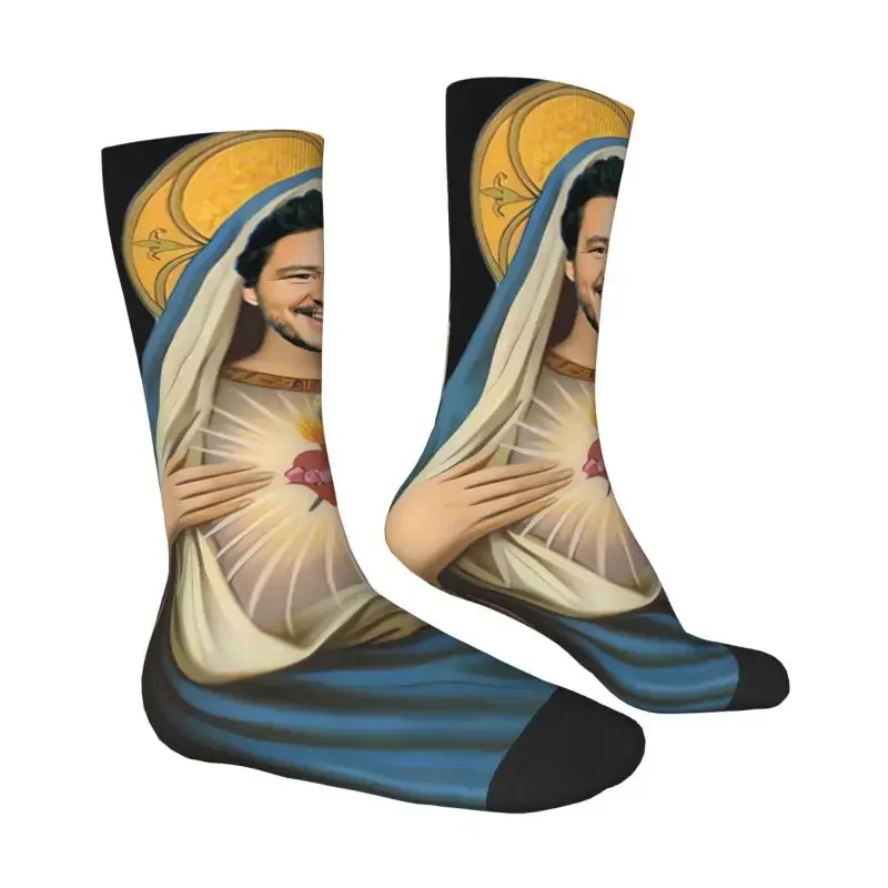 Cool Pedro Pascal Sacred Heart Socks Women Men Warm 3D Print Sports Football Socks