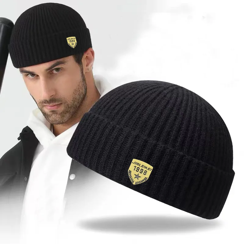 Men Skullcap Winter Street Style Hip Hop Brimless Baggy Melon Cap Cuff Docker Fisherman Beanies Hats Warm Knitted Bonnet